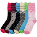 Ladies Snowflake Crew Socks 9-11